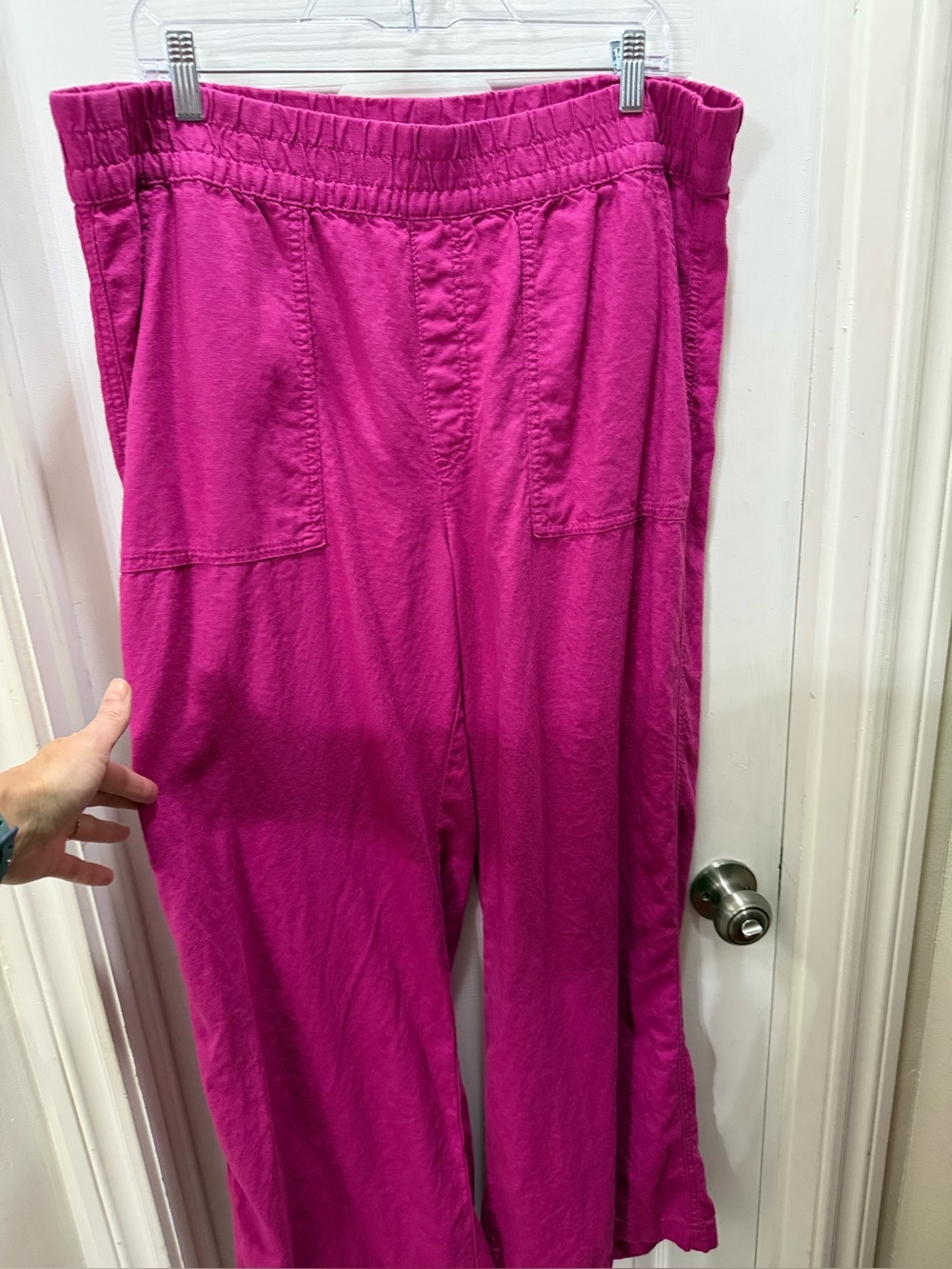 Women's Magenta Pull-On Wide-Leg Pants